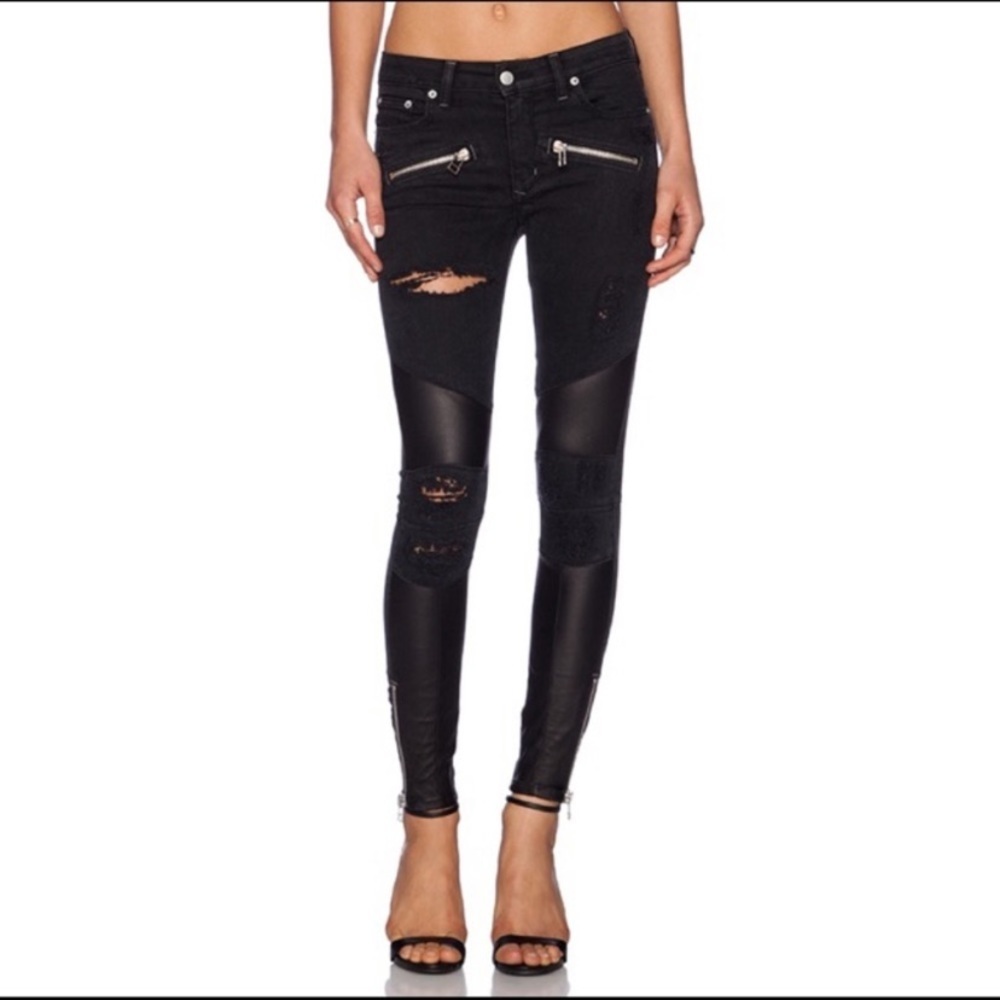 Lovers + Friends Aaron Moto Skinny Black jeans.